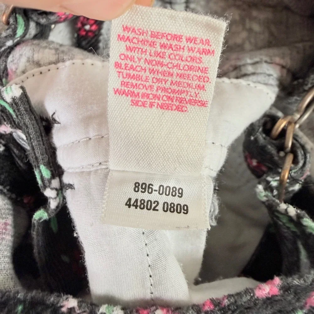 OshKosh B'gosh Overalls Kids 6 Months Black Floral Corduroy Bibs 896-0089